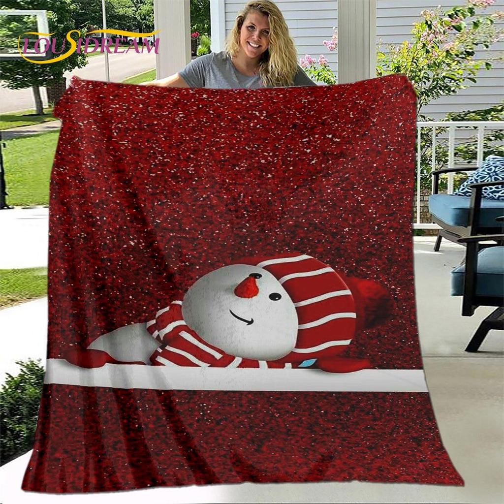 Frohe Weihnachten Neujahr Cartoon-Decke, Flanelldecke, Überwurfdecke, weiche warme Decke für Wohnzimmer, Schlafzimmer, Betten, Sofa, Geschenk