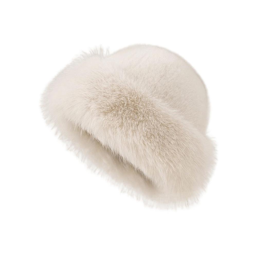 

Thicken Fluffy Fur Bucket Hat Faux Fur Winter Hat Chrismas Gifts Plush Bucket Hat Outdoor бежевый