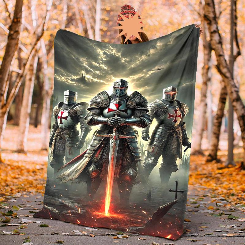 Kreuzritter Ritter Flanell Decke Weich Warm Ganzjahres Überwurf, Design für Camping, Autoreise, Wandern Sofa, Bett, Büro Perfektes Geschenk für Partys
