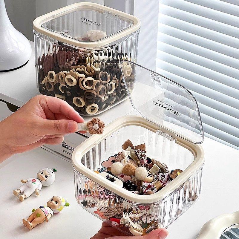Desktop Pop-up Storage Box Mini Trash Can with Lid Dust Proof Makeup Sundries Bucket Organizer Holder Case