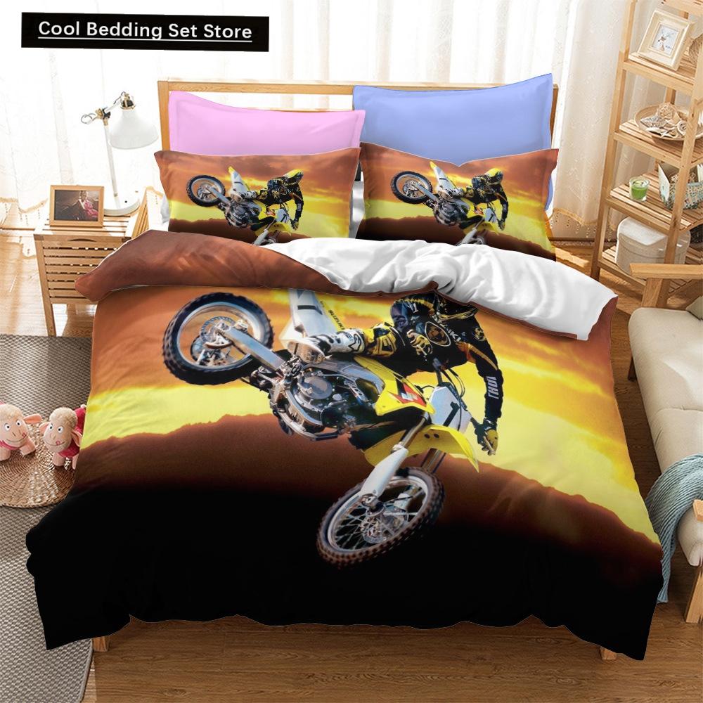 Fashion Motorcycle 3D Duvet Cover Bedding Set Comforter Linen Pillowcases Quilt Cover Home Decor Single Double Twin King Queen