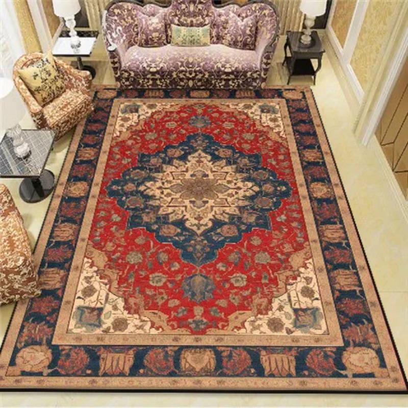 

American Retro Carpet for Living Room Decoration Boho Bedside Rugs for Bedroom Large Area Washable Lounge Floor Mat Non-Slip 60*90cm
