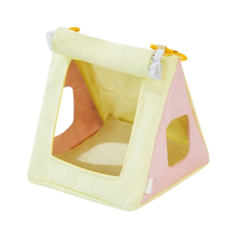 

Hanging Bird Nest with Double Ventilation Window Cloth Bird Cage for Parakeets and Lovebirds Easy to Clean Fabric жовтий
