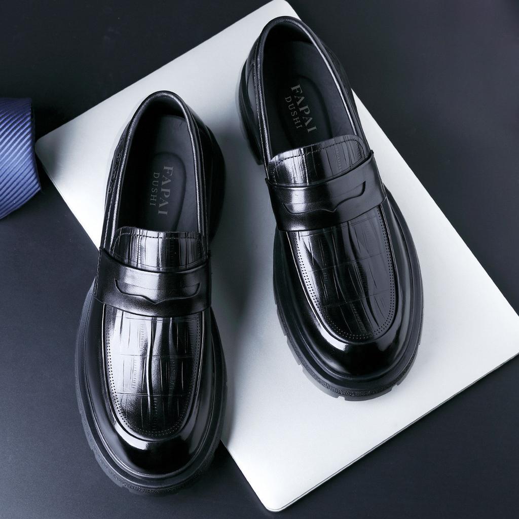 Autumn New Casual Leather Shoes Men's Leather One-pedal Loafers First Layer Cowhide Business Dress Commuter Leather Shoes Tide