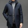Winter Hooded Business Cotton Coat for Middle-aged and Elderly Men, Medium-length One Piece