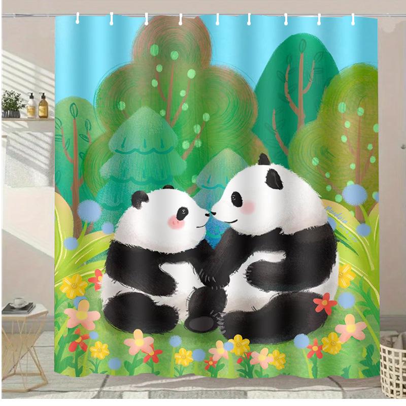 Mushroom World Washable Dirt-Resistant Shower Curtain Shower Head Waterproof Polyester Bath Curtain For Home Decor Accessories