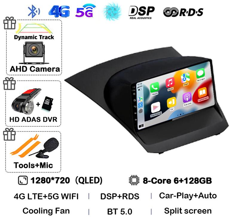 Android13 Carplay Auto For Ford Fiesta Mk 6 2009 2010 2011 2012 2013 2014 -2018 Multimedia Car Radio Player WIFi+4G DSP GPS 2DIN