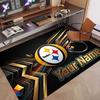 Benutzerdefinierter Teppich Pittsburgh Steelers Muster Druck Name Text Weicher Rutschfester Bodenbelag für Heim-Innen Dekoration