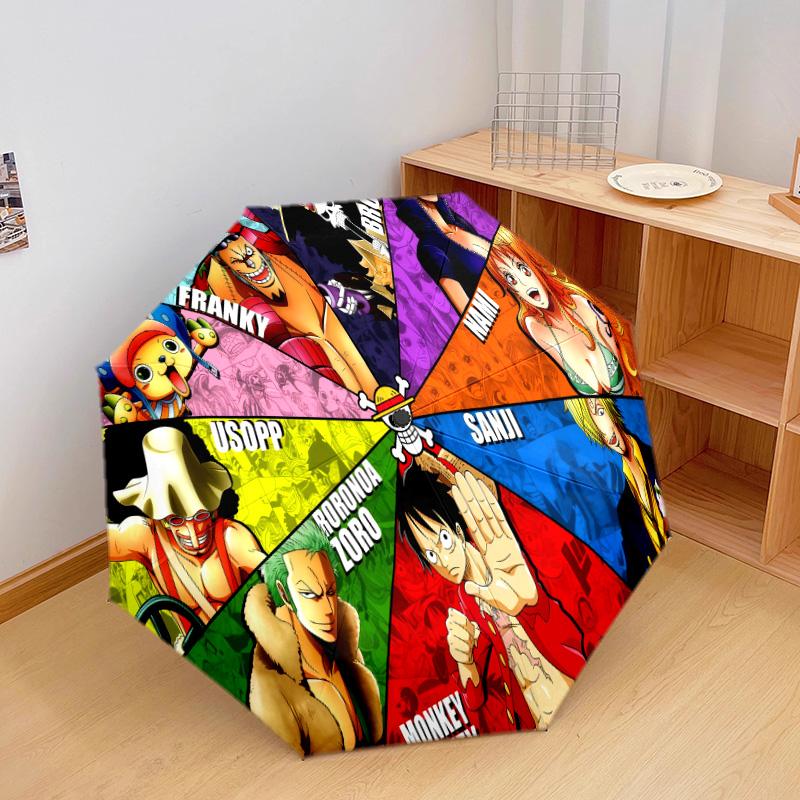 1 Stück Automatischer Faltregenschirm - Anime One Piece Muster Tragbares faltbares Design Mit 8 Rippen Weihnachts-Geburtstagsgeschenke