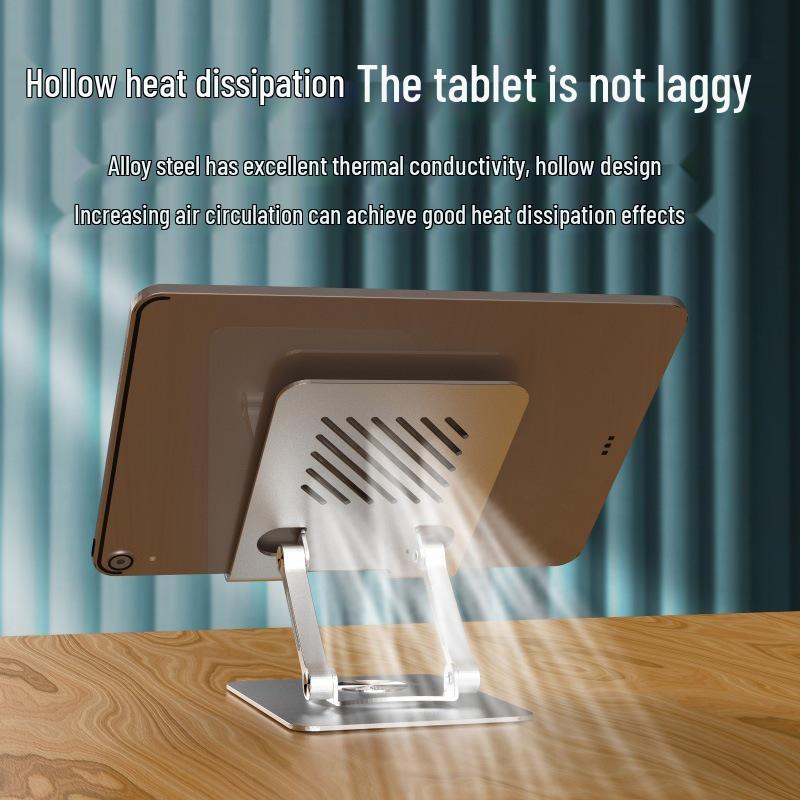 Rotatable Metal Tablet Stand for iPad - Height Adjustable with Cooling Feature