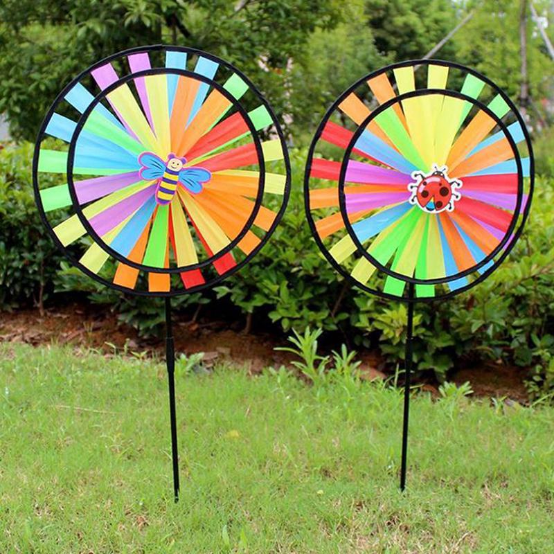 Doppelschichtiges buntes Rad-Windmühlen-Windspinner-Kinderspielzeug-Garten-Yard-Dekor