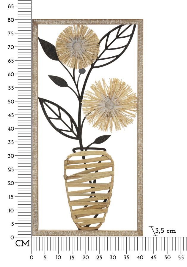 Iron and Wood Wall Panel Vaso Cm 40X3,5X80