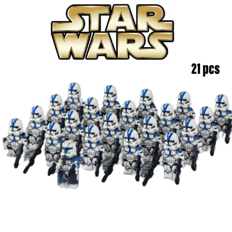 Wars 21pcs Star 501st Building Blocks Clone Troopers Minifigures Kid Toys