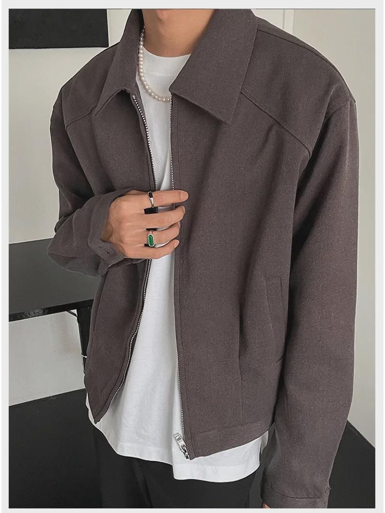 Korean-Style Men's Autumn/Winter Casual Loose Short Coat with Wide Lapel