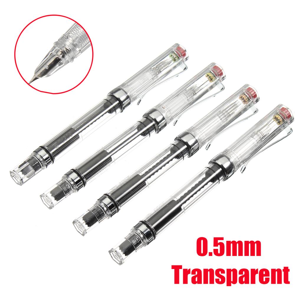4PCS LANBITOU 3059 0.38mm//0.5mm Fine Nib Fountain Transparent Pen Multicolour