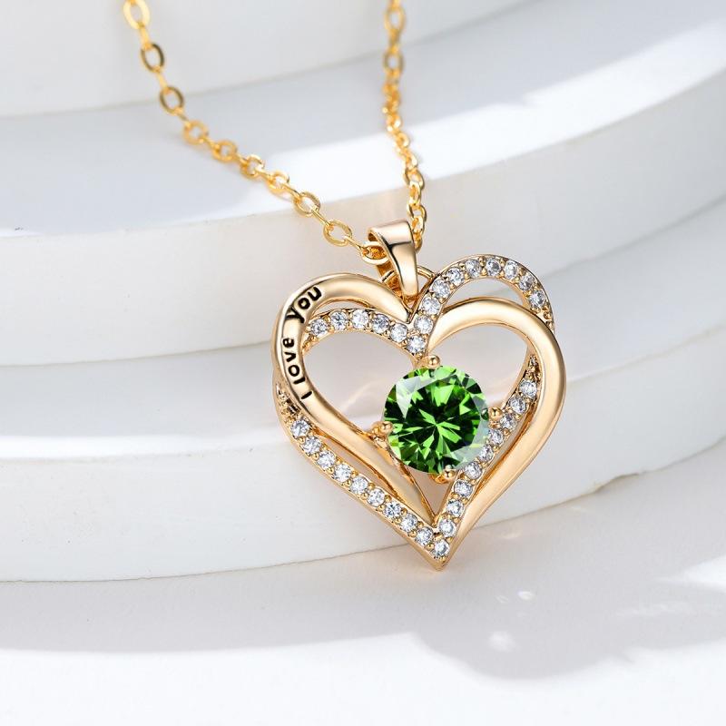 SHENI fashion micro-inlaid double heart-shaped micro-inlaid zircon confession collarbone necklace