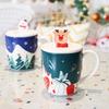 Festive Cartoon Ceramic Mug with Lid
