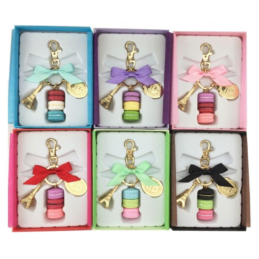 Gold Color Eiffel Tower Key Chains Zinc Zinc Alloy Bowknot Macaron Key Ring  Car Key Ring