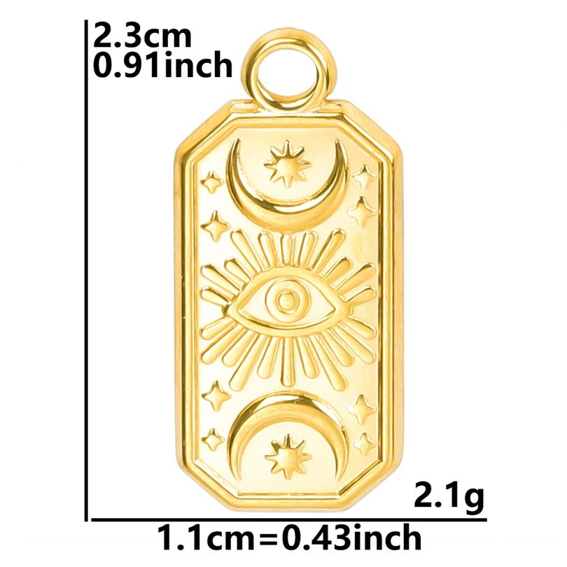 6pcs Real Gold Plated Blue/Dark Blue Rhinestone Evil Eye Pendant Stainless Steel Turkish Eye Charms For Jewelry Making Supplies
