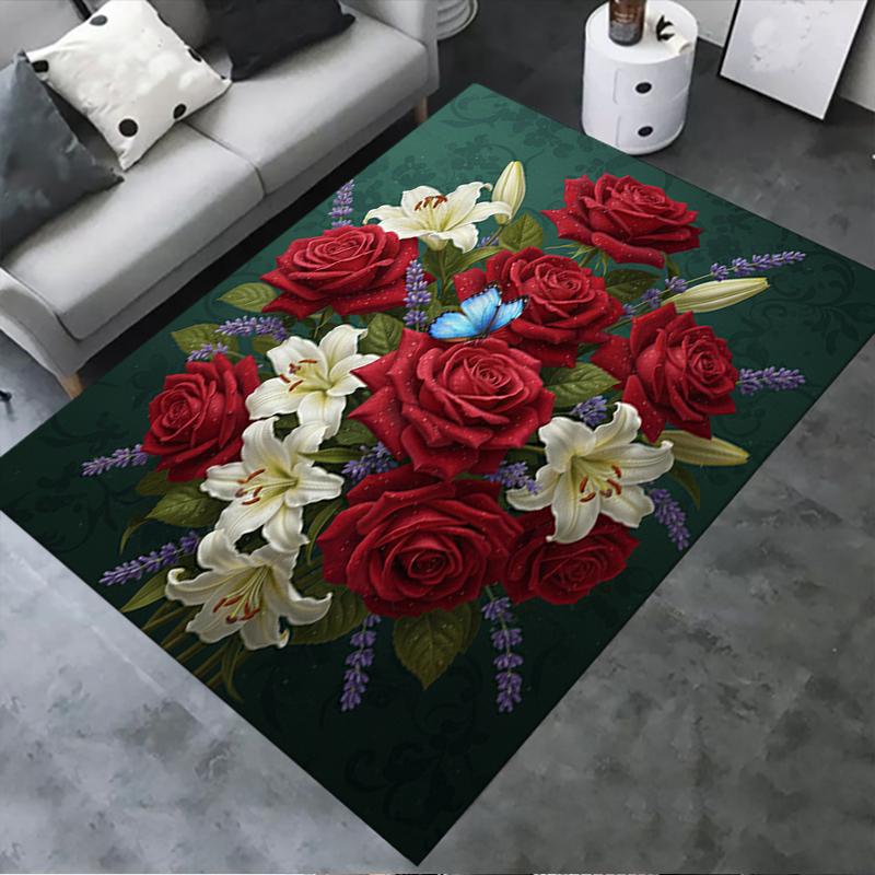 2025 New Classical Flower Carpet Rug for Living Room Bedroom Home Sofa Decoration,Kids play Non-slip Floor Mat18