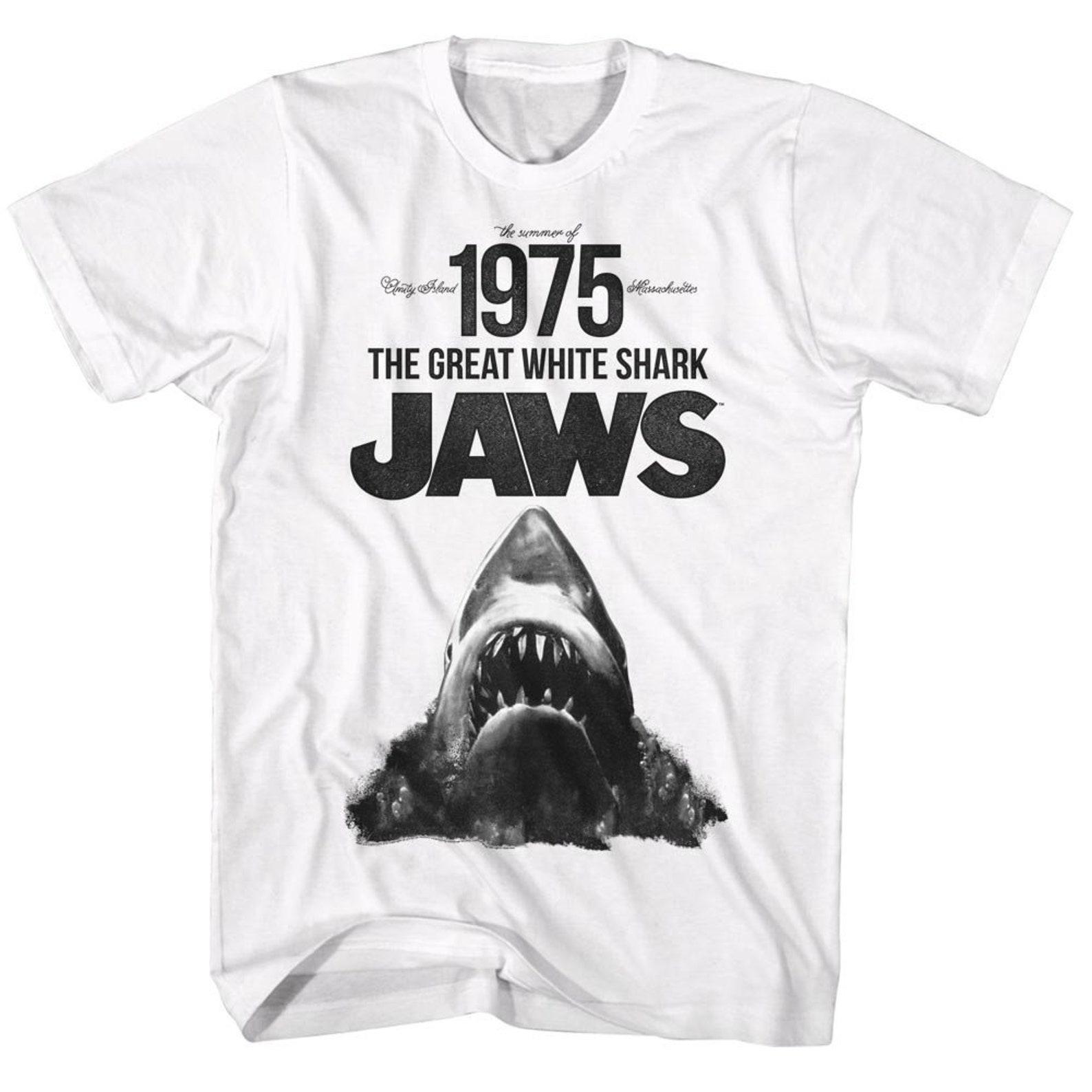 Jaws Summer Of  75 White Adult T-Shirt L