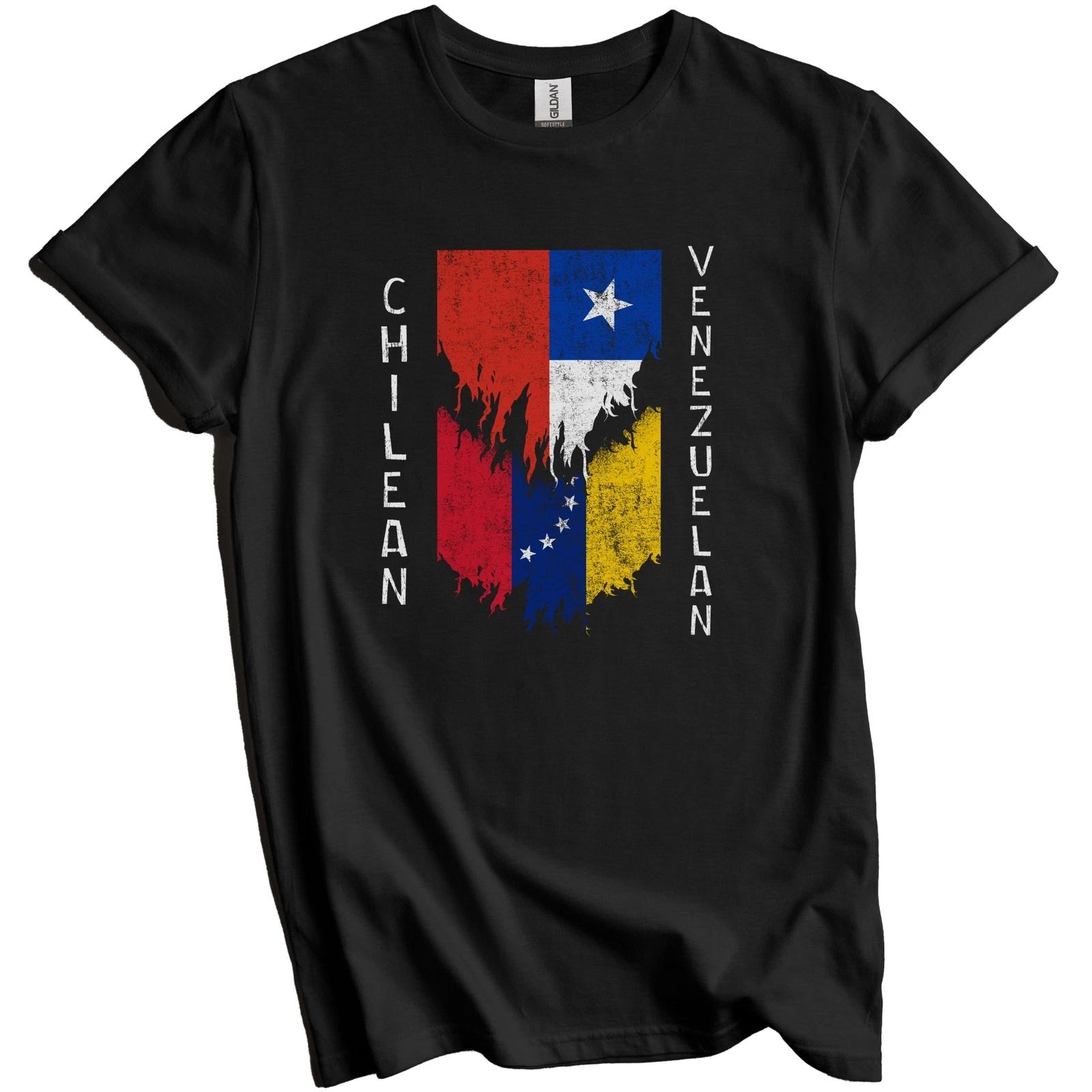 Chilean Venezuelan Flags Ripped Torn Chile Venezuela T-Shirt 2XL