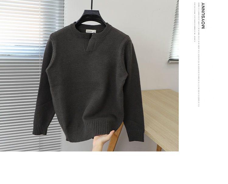 Men's Solid Color Round Neck Winter Pullover Sweater - Soft, Stylish, Youthful Knitwear
