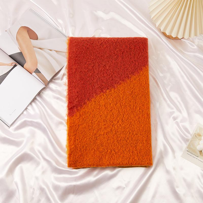 Spleißen Minimalistischer Schal Damen Herbst und Winter Doppelseitiger Verdickter Warmer Schal Halsschutzschal Neuer Schal Damen