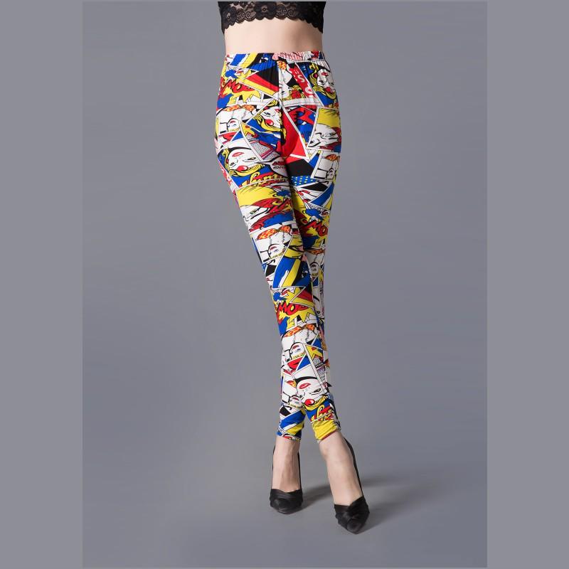 Dámské legíny s kresleným potiskem, s vysokým pasem, slim střihu – Plus size, trendy, elastické, ideální na jaro a podzim.