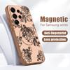 Magnetic For Magsafe Case For Samsung Galaxy S26 Ultra S25 Edge S24 Plus S23 FE S22 A54 A55 A56 5G Sketching Rose Flower Pattern Matte Cover