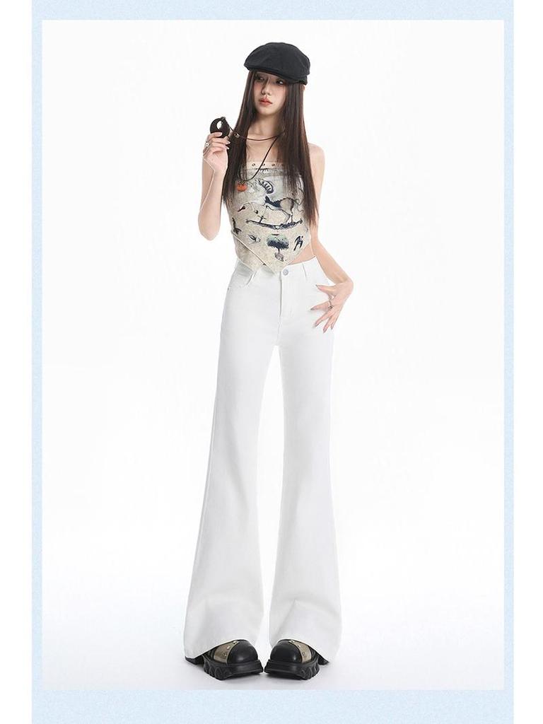 M1 Spicy American Mid-Low Waist Wide Leg Bell Bottom Jeans for Women