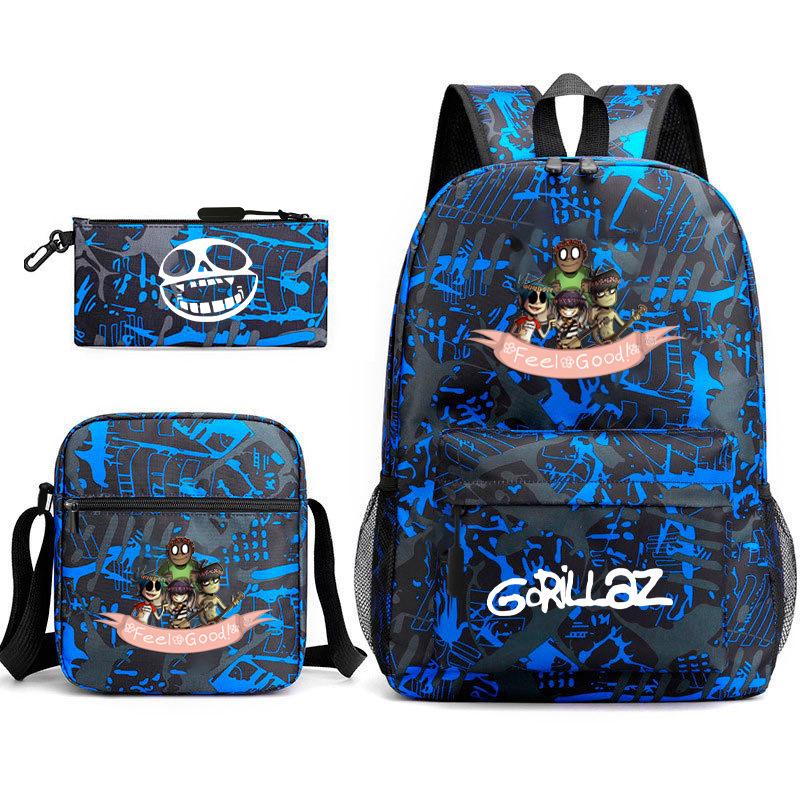 British virtual band trend heat transfer, primary and secondary school students schoolbag Gorillaz children's starry sky three-piece set, teenagers
