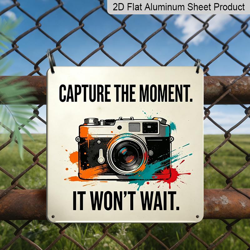 

2D Flat 1pc, Camera Quote Metal Sign, Outdoor Wall Art, Photography Room Decor, Living Room Decor, Home Office Decor, Studio Wall Decor 20*20cm