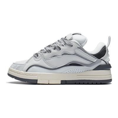 Li Ning Golden Fabric Synthetic Leather Sports Slip Resistant Shock Absorbing Wear Resistant Low Top Skate Shoes Women Sneakers Frost-White AECS074-1