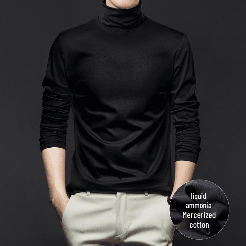 Men's Autumn/Winter High-Neck Anti-Static Liquid Ammonia Mercerized Cotton Long-Sleeve Base Layer Shirt