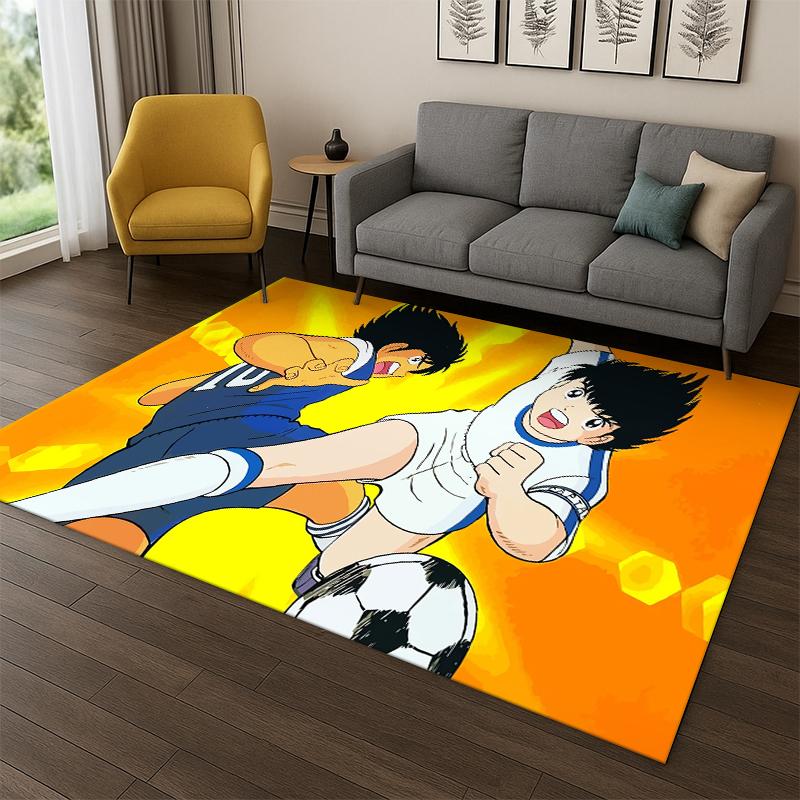 Anime Captain Tsubasa Soccer Cartoon Carpet Rug for Bedroom Living Room Sofa Doormat Home Decor,Kid Game Area Rug Non-slip Gift