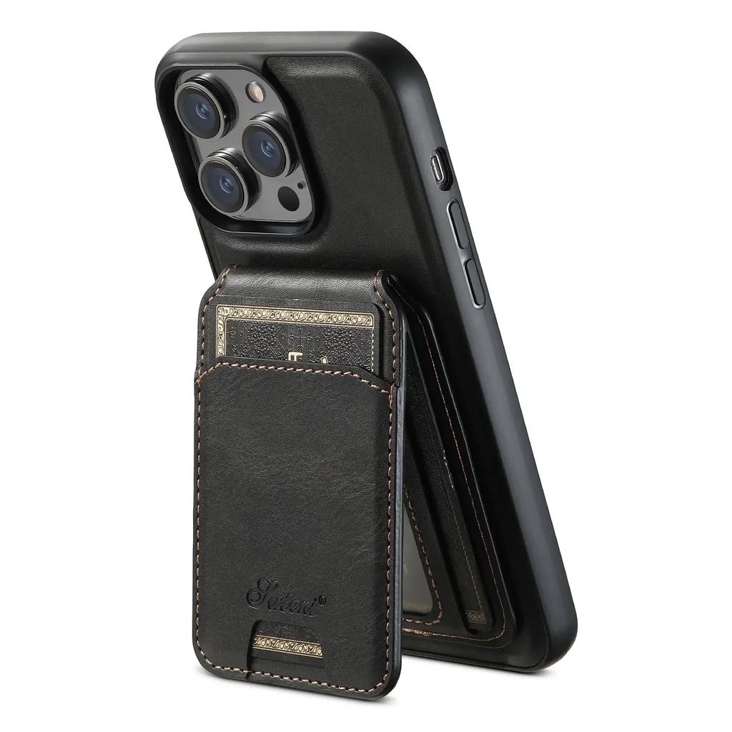 PU Leather Case for iPhone 16 15 Pro Max Plus iPhone 16 15 Pro 2 In1 Function Detachable Magnetic Card Bag Stand Feature Cover
