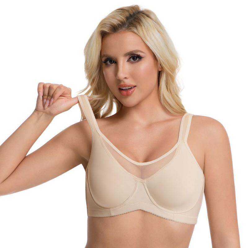 Plus Size Ultra-Thin Bandeau Bra Underwire Support Push Up Minimizer Women
