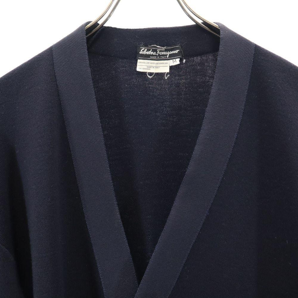 Salvatore Ferragamo made in Italy Wool knit cardigan M Navy Men's Used