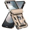 For Samsung Galaxy Z Flip7 5G Case PC+TPU Kickstand Phone Cover with Tempered Glass Screen Film