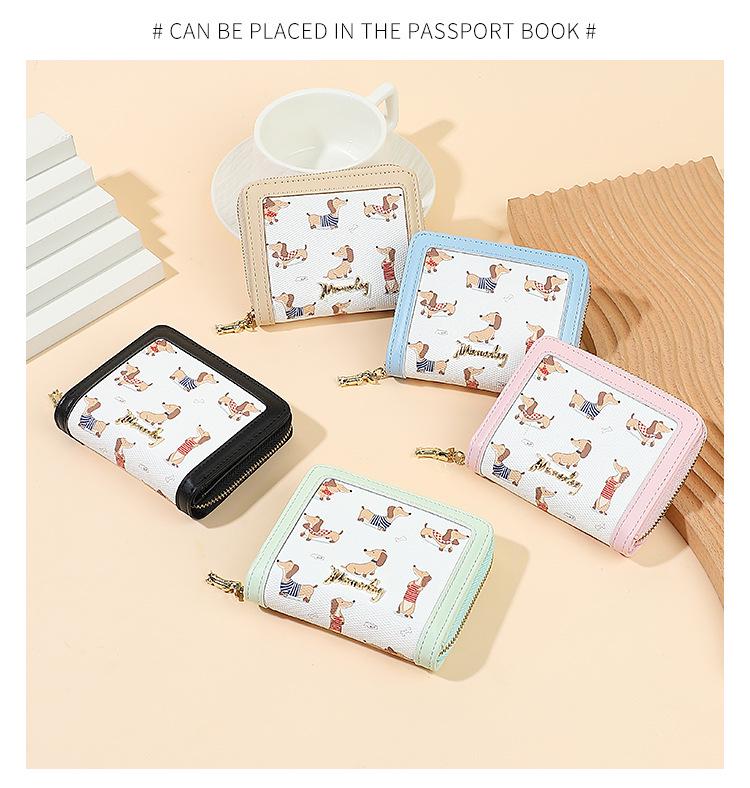 Cute Puppy Bi-fold Zipper Wallet: Multifunctional PU Coin Purse & Card Holder for Students