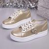 Fashion Women Sneakers Fashion Platform Non-slip Women Shoes New Lace Up Sports Shoes Woman Crystal Buckle Thick Bottom Vulcanized Shoes