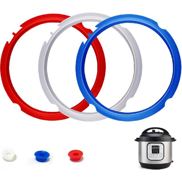 3 Pack Sealing Ring 6 Qt for tant Pot Sealing Rings Replacement for 5/6Qt tant Pot Seal, With 3 Float Valve Caps, Food-grade Silicone tapot Gasket
