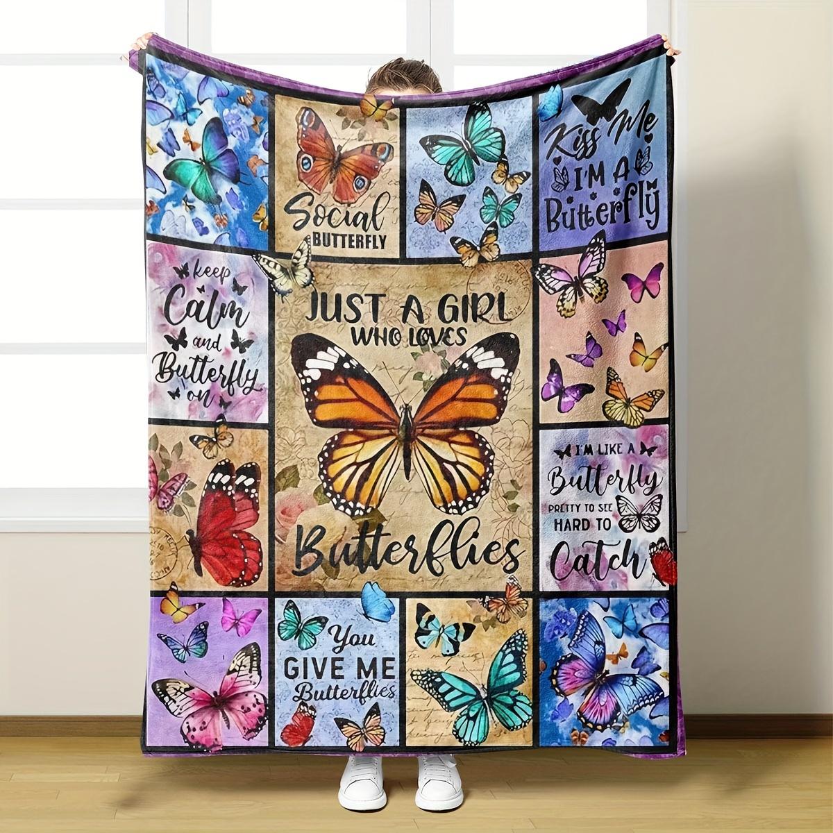 

Butterfly pattern digitalprinted polyester Bedroom velvet flannel soft sofa cover blanket Fleece soft sofa cover blankets 75x100cm