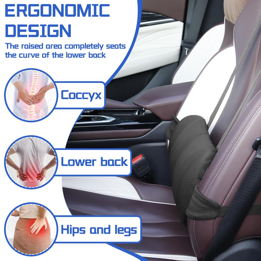 Car Seat  Lumbar Support Pillow Ergonomic Memory Foam Office Chair Back Cushion Relieve Back Pain Pad Lower Back Pillow