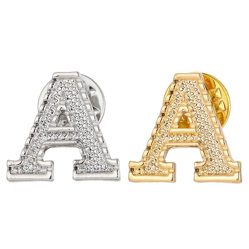 2Pcs New Metal Initial A To Z Pin 26 English Letter Pins Brooches Suit Shirt Badge Lapel Pin Fashion Jewelry For Men Women