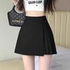 Spring 2025 Women's High-Waisted A-Line Culottes Skirt - Irregular Hem, Faux Two-Piece Midi Shorts Skirt