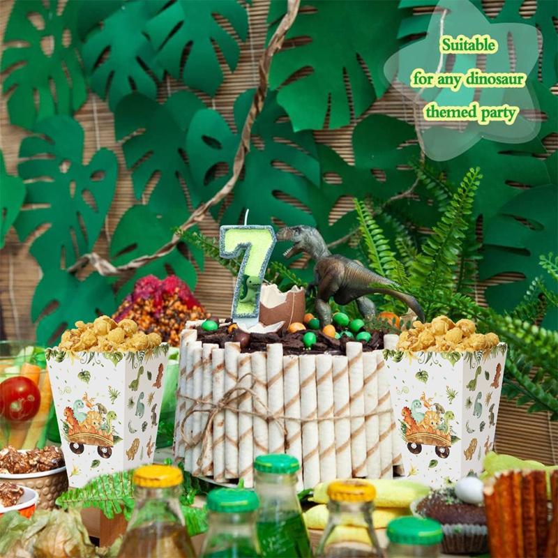 Dinosaur Theme Party Popcorn Boxes Candy Box Dinosaur Party Decor Birthday Baby Shower Kids Boys Jungle Birthday Party Supplies