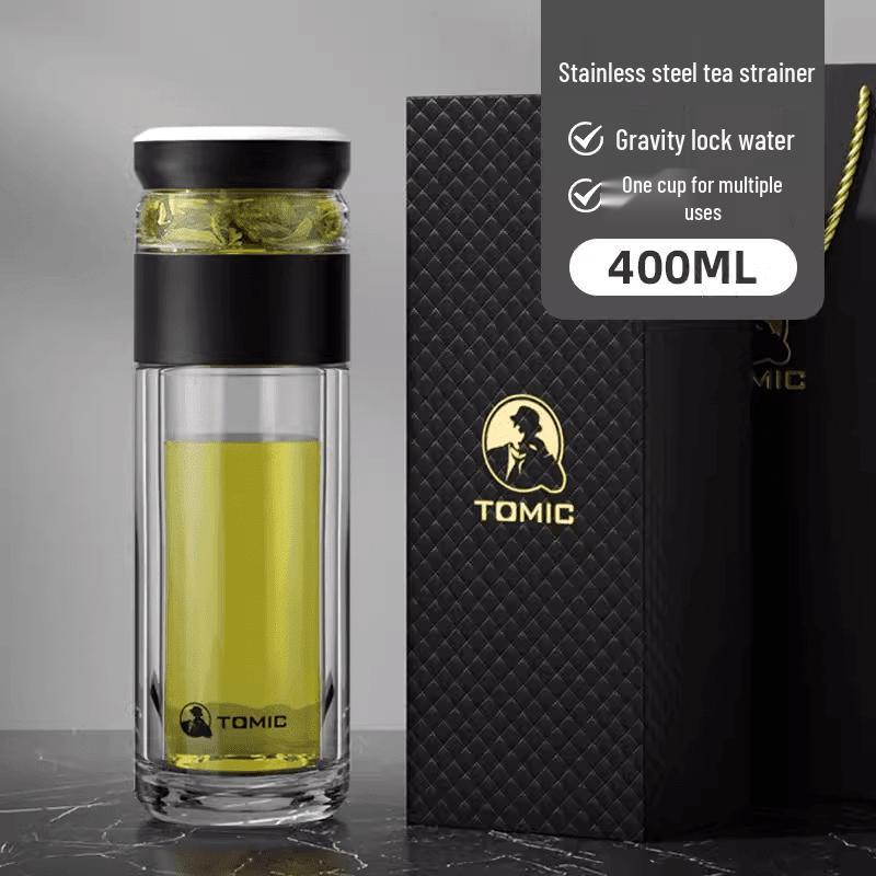 TOMIC Double-Layer Anti-Scald Glass Tea Separation Mug
