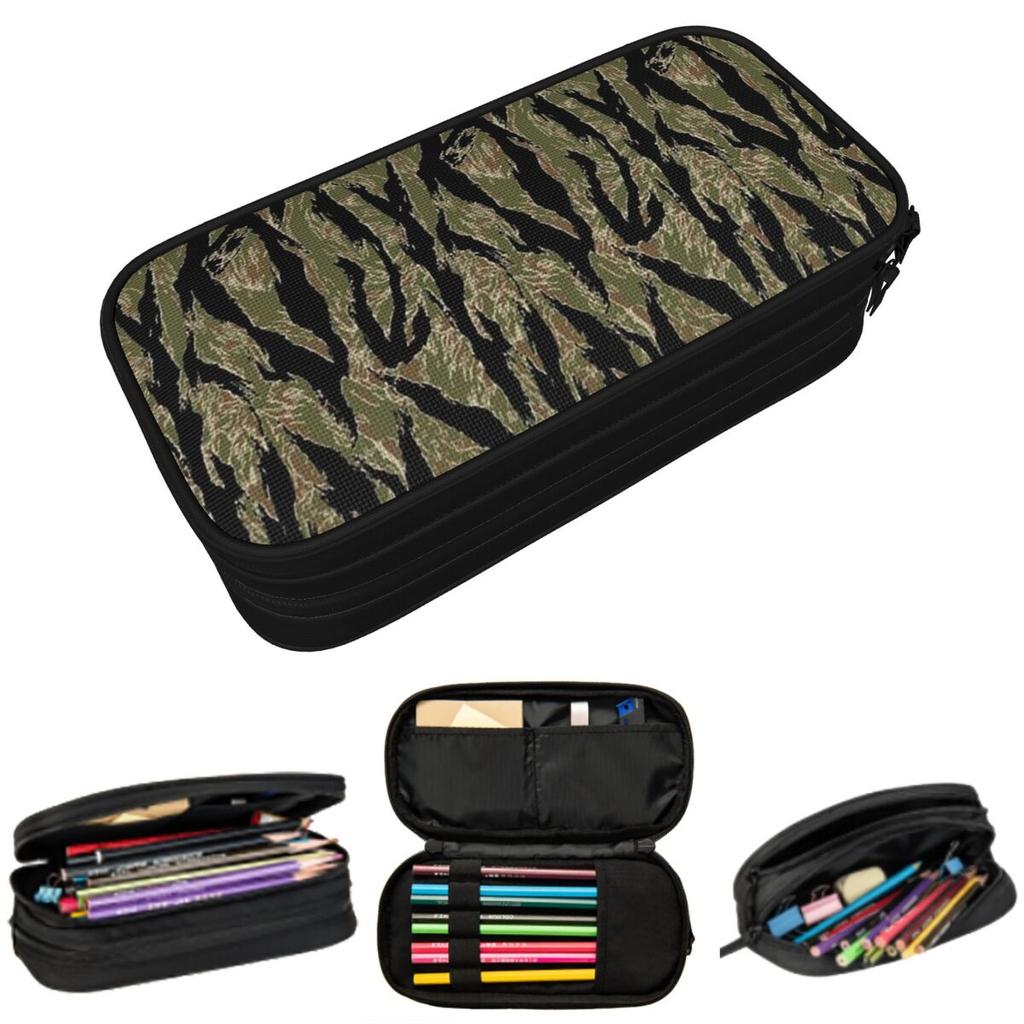 Tiger Stripe Camouflage Military Camo Pencil Case for Kids Gifts Pen Box Pencil Bag Stationery Supplies Pen Holder Bag